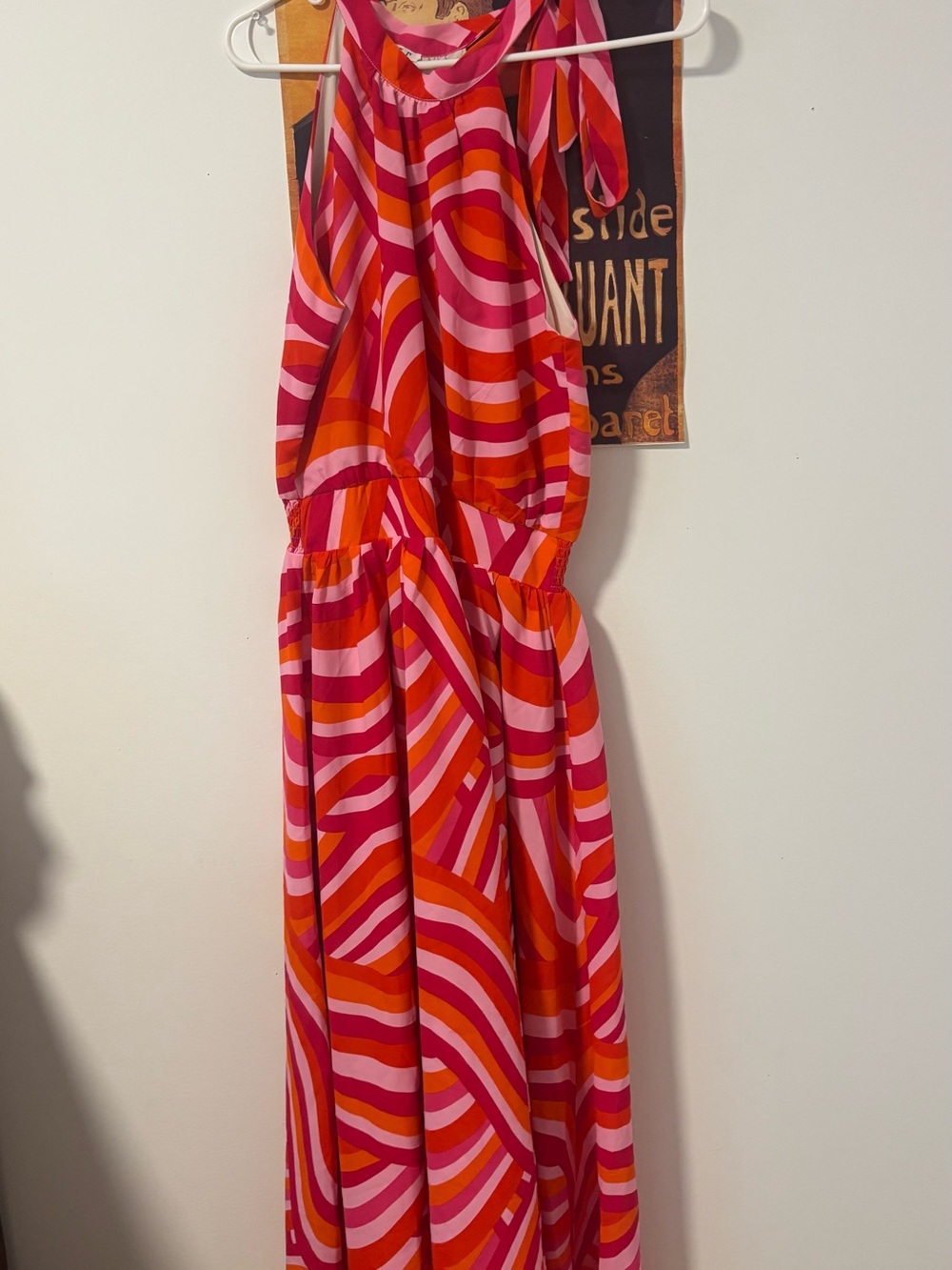 NWT TCEC Pink & Orange Striped Halter Dress